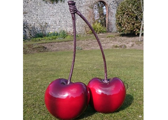 Large Painted Fruit Statue Modern Outdoor Fiberglass Cherry Sculpture