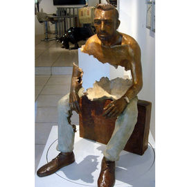 Interior Landscape Design Bronze Statue Sitting Man Sculpture Long Life Time