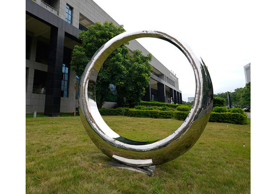 Polished Modern Outdoor Stainless Steel Ring Sculpture