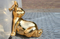 Mirror Gold Stainless Steel Rabbit Sculpture Modern Outdoor Decoration