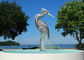 Lifelike Outdoor Stainless Steel Crane Fountain Sculpture for Garden