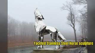Scultura geometrica moderna al galoppo - Statua artistica in acciaio inossidabile lucidato a specchio per il lusso G