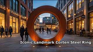 Monumentale scultura ad anello in acciaio corten