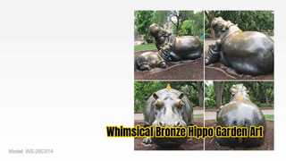 Scultura in bronzo con madre e cucciolo di ippopotamo