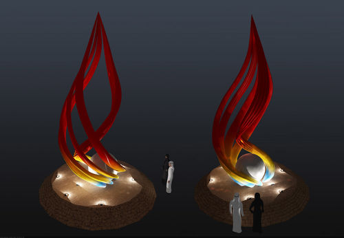 Ultime notizie aziendali su Progetto della scultura del metallo della fiamma nell'arabo saudita