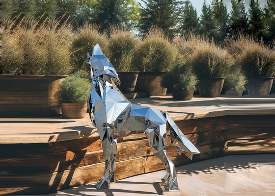 Decorazione giardino moderno Grande scultura di lupo in acciaio inossidabile