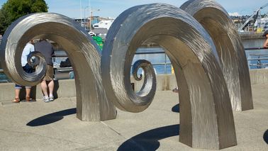 Public Art Large Metal Wave Sculpture , Outdoor Abstract Steel Sculpture