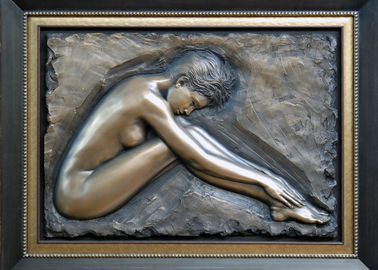 Professional Metal Relief Sculpture , Nude Woman Wall Relief Sculpture