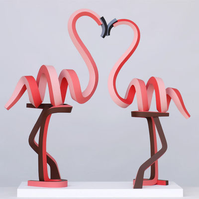 Un buon prezzo. Uccello di fibra di vetro rosa alto Amore dei flamingos Scultura produttore in linea