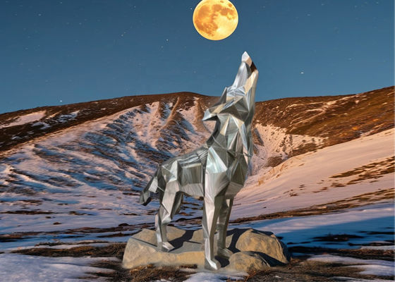 Un buon prezzo. Grandi animali astratti Scultura in acciaio inossidabile Arte lupo Tecnica di saldatura metallica per la decorazione in linea