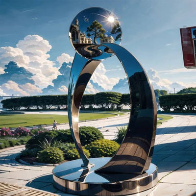 Un buon prezzo. Grande giardino all'aperto Arte astratta Specchio metallico Sculpture in acciaio inossidabile lucidate Alberghi Artigianato metallico all'aperto in linea