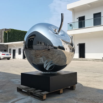 Un buon prezzo. Specchio in acciaio inossidabile resistente alle intemperie Scultura di mele Arte giardino esterno Decorazione moderna del patio in linea