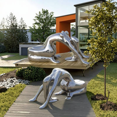 Un buon prezzo. Specchio In acciaio inossidabile scultura di arte donna astratto figurativo all'aperto decorazione interna in linea