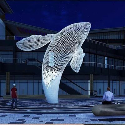 Un buon prezzo. Custom Public Outdoor Modern Decorative Steel Sculpture Metal Statue Huge White Whale in linea