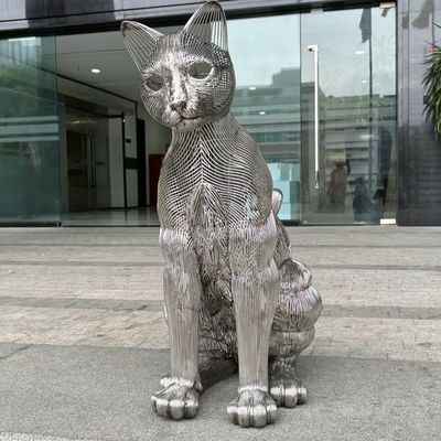 Un buon prezzo. Modern Art Cat Animal Decorative Metal Stainless Steel Sculpture Outdoor Large Statue Factory in linea
