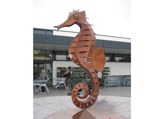 Un buon prezzo. Scultura animale dell'ippocampo del grande di Corten metallo d'acciaio decorativo della scultura in linea