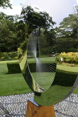 Un buon prezzo. Scultura all'aperto rotonda contemporanea di arte del metallo lucidata specchio per il giardino in linea