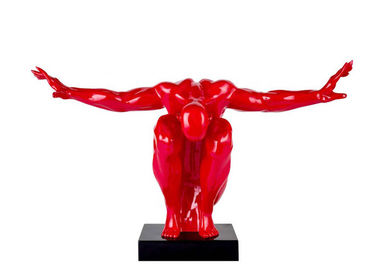 Custom Size Color Red Painted Metal Sculpture Fiberglass Diver Sculpture