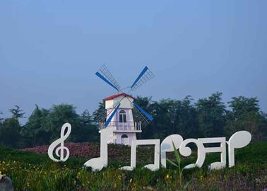 Modern White Painted Stainless Steel Outdoor Sculpture Of Musial Note