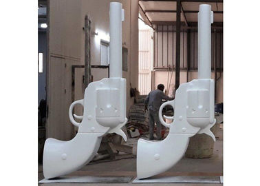 Painted White Large Contemporary Public Metal Gun Sculpture for Outdoor