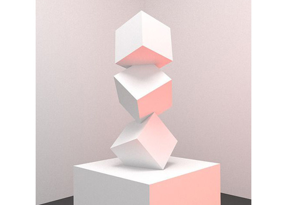 Un buon prezzo. Scultura di acciaio inossidabile di progettazione 304 della geometria con rivestimento dipinto bianco in linea