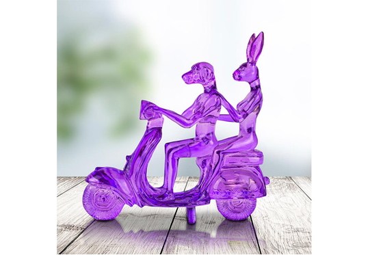 Scultura all'aperto della vetroresina di Art Transparent Resin Rabbit Dog del giardino contemporaneo
