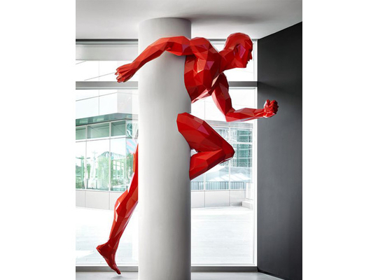 Grande decorazione moderna dipinta della parete della scultura di Art Geometric Running Man Fiberglass