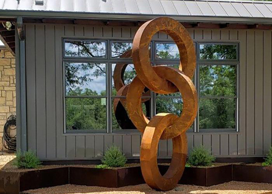 Un buon prezzo. Scultura d'acciaio del cerchio di Corten del giardino del metallo all'aperto della decorazione in linea