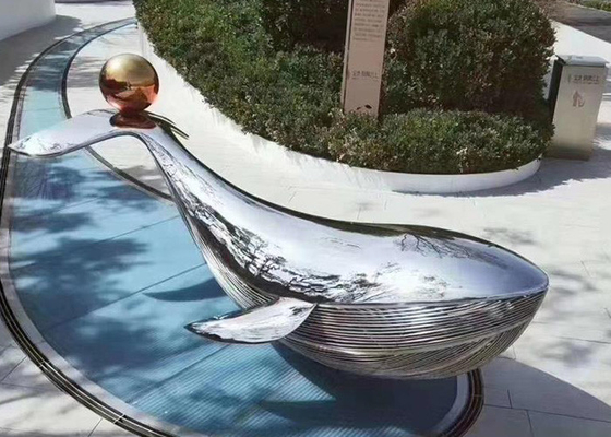 Un buon prezzo. Moderna arte all'aperto balena scultura in acciaio inossidabile arte di strada pubblica lucidata in linea