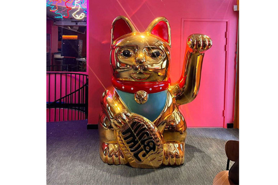 Un buon prezzo. Oro animale Lucky Cat Statue della scultura della grande vetroresina all'aperto in linea