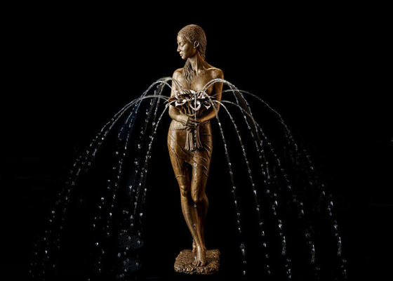 Un buon prezzo. Decorazione esteriore Ballerina in bronzo con scultura d'acqua di fiori Fontana in linea