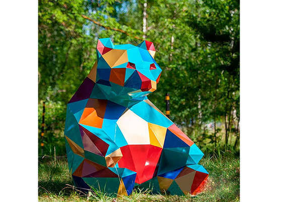 Decorazione giardino contemporaneo Scultura di orso in acciaio inossidabile Colorato
