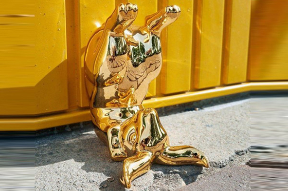 Decorazione moderna per esterni Specchio Oro Scultura di coniglio in acciaio inossidabile
