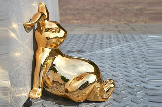 Specchio Oro Sculptura di coniglio in acciaio inossidabile Modern Outdoor Decoration