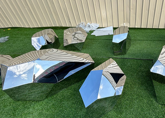 Varia taglia Modern Garden Metal Art Scultura di roccia in acciaio inossidabile