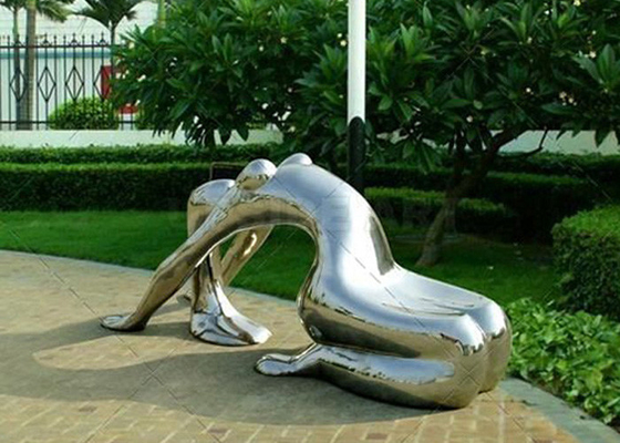 Un buon prezzo. Modern Garden Metal Art Donna Panca Scultura in acciaio inossidabile lucidata in linea