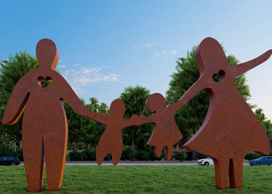 Un buon prezzo. Parco giardino pubblico Arte del metallo Corten Scultura della figura di famiglia in acciaio in linea