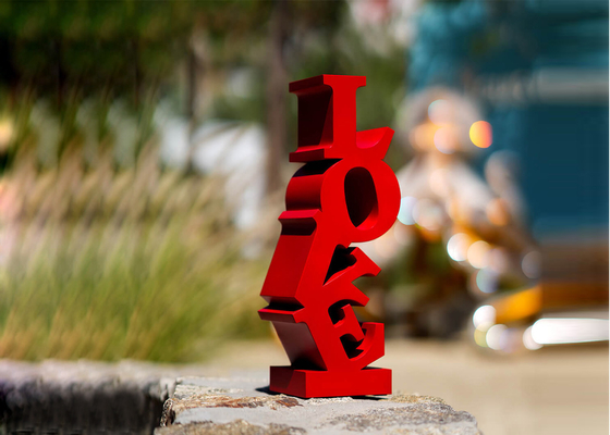 Un buon prezzo. Grande paesaggio decorativo scultura di amore in acciaio inossidabile rosso in linea