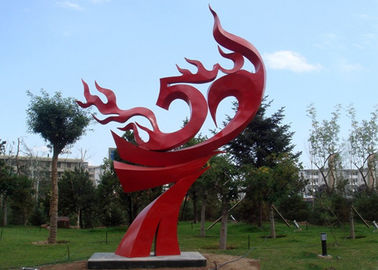 Un buon prezzo. Grande scultura rossa dipinta della fiamma del metallo, sculture astratte del giardino del metallo in linea