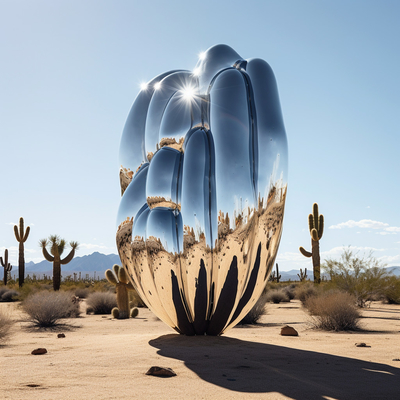 Un buon prezzo. Specchio gigante in acciaio inossidabile Scultura di cactus all' aperto per la decorazione di parchi pubblici in linea