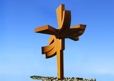 Un buon prezzo. Scultura d'acciaio del giardino di Corten di forma trasversale per rifinitura arrugginita dell'ossido del paesaggio in linea