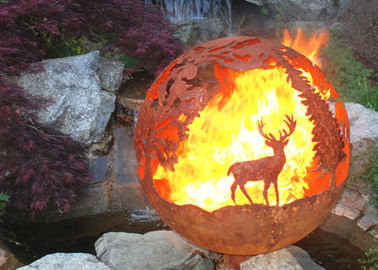 Un buon prezzo. Cervi d'acciaio del pozzo del fuoco della sfera di Corten di resistenza alla corrosione per la decorazione del giardino in linea