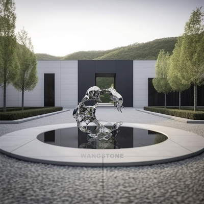 Un buon prezzo. Scultura d'onda in acciaio inossidabile lucidato per la decorazione di cortili e parchi pubblici in linea