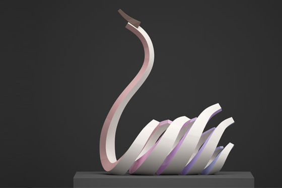 Un buon prezzo. Scultura di cigno in acciaio inossidabile in finitura bianca in linea