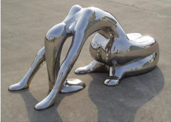Modern Metal Art Stainless Steel Yoga Lady Sculpture lucidato