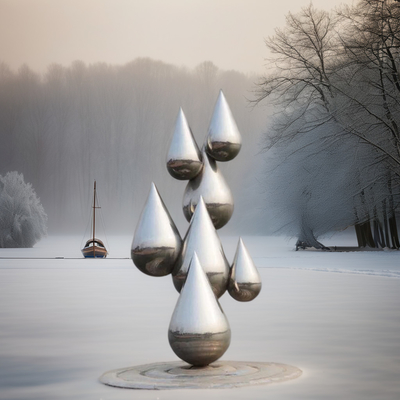 Moderna scultura in acciaio inossidabile Specchio lucidato Disegno goccia d'acqua Interior Outdoor Custom Saldatura Ornamenti metallici