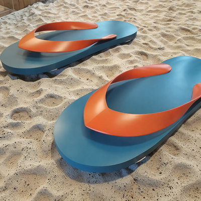 Un buon prezzo. Grandi sculture da esterno in acciaio inossidabile Flip Flop Pubblico Arte di metallo dipinto in linea