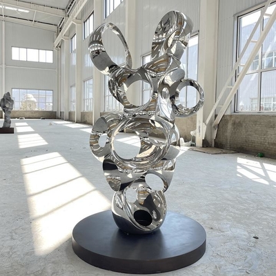 Un buon prezzo. Cerchio decorativo specchio lucidato in acciaio inossidabile scultura d'arte metallica in linea