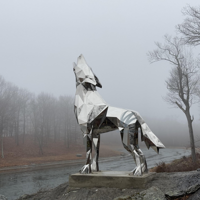 Grande scultura di animali geometrici in acciaio inossidabile da esterno
