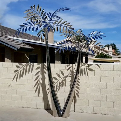 Un buon prezzo. Sculpture di alberi lucidati specchio Palma Albero in acciaio inossidabile in linea